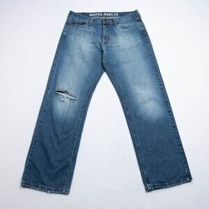 Nautica Jeans Mens 34x32 (36x31 actual) Loose Fit Med Blue Wash Distressed